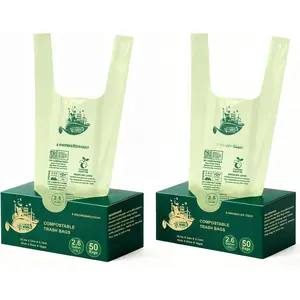 2.6 Gallon 100 Count,Compostable Bags Handle Tie, Resistant Kitchen  Scrap  Bag, ASTM D6400,  BPI and  OK Compost  Certified