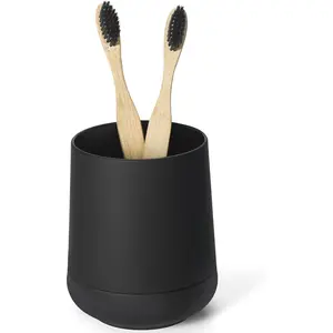 Matte Black Silicone Boot Toothbrush Holder, Modern Tooth Brushing and Toothpaste Holder Tumbler Cup For Bathroom Organizer (Black)