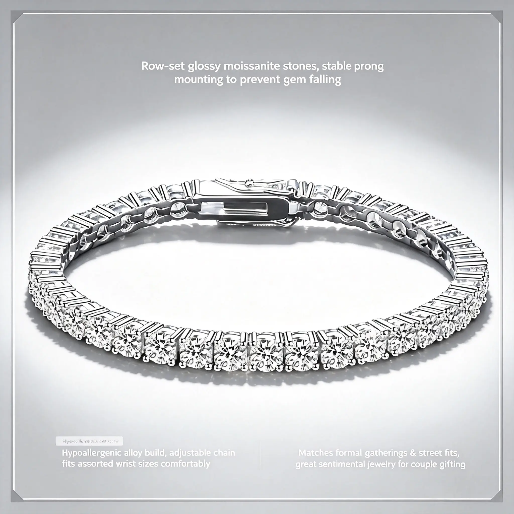 Moissanite Tennis Bracelet High Jewelry Gift for Banquet Party Dinner Accessories Hip Hop Personality Couple Style Luxury Wedding Gift Retro elegant daily wear jewelry men woman classic couple barcelets unisex day gif