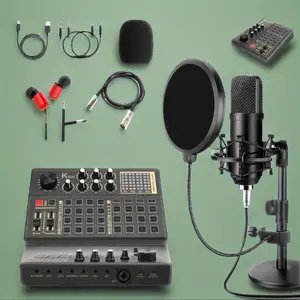 Podcast equipment Bundle, Podcast Studio Equipment, with xlr podcast microphone and K800 sound card, voiece change-audio interface-very suitable for recording, singing, streaming media and games.