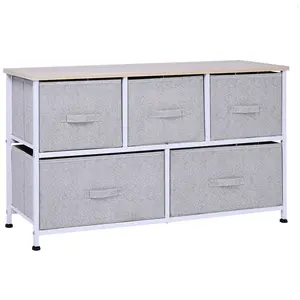 Dreamzon 40" L 5 Drawer Horizontal Storage Cube Dresser Unit Bedroom Organizer Livingroom Shelf Tower with Fabric Bins