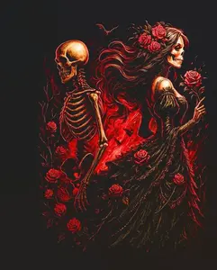 Halftone Skull Design for Black Fabric Ready to Press Heat Transfer DTF Transfer Direct to Film 300-320°F Firm Press Settings