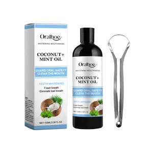 Oralhoe Coconut Mint Oil, Coconut Mint Mouthwash Fresh Breath Care Gum Stain Removal Mouthwash