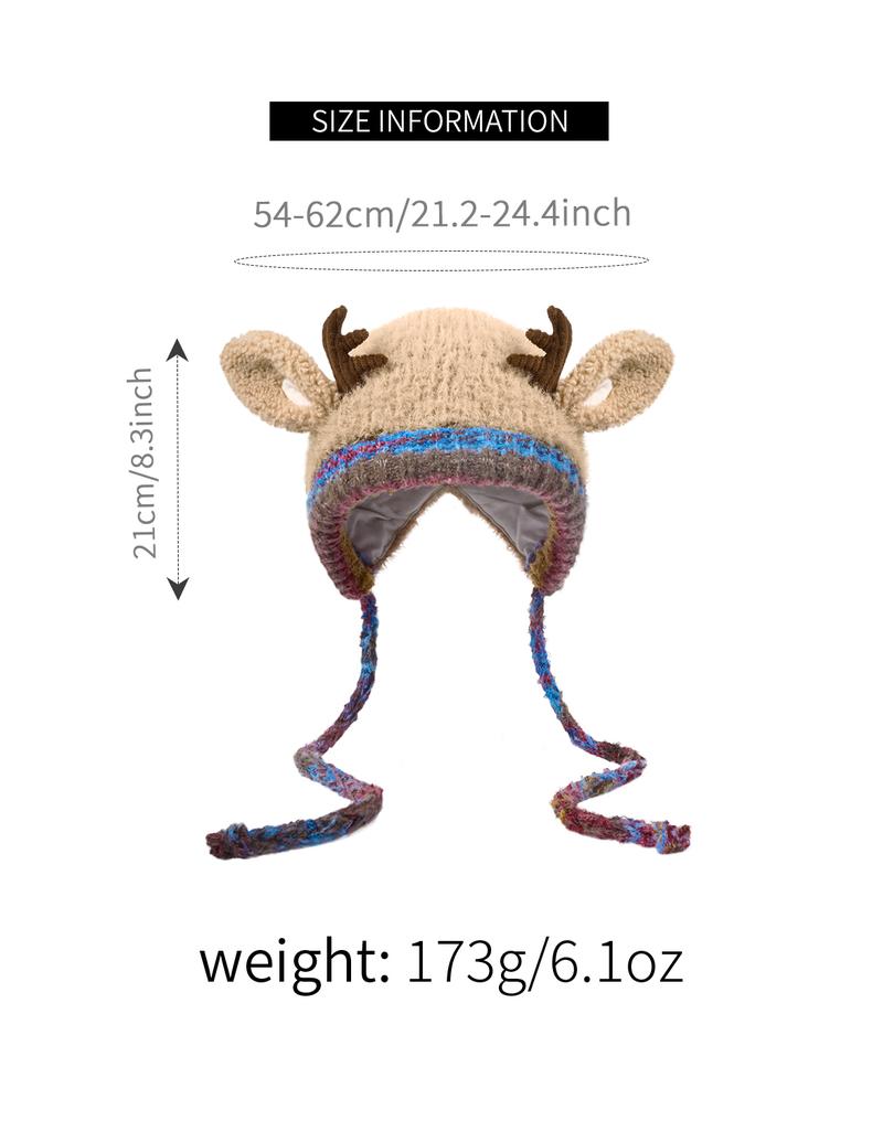 Original design Festive Christmas Antler Hat (It can be used,A hat has multiple uses.)Knitted Ear Protection Windproof Warm Hat Suitable for the family It can be worn by adults , without limiting the circumference of the head,for Thanksgiving & Christmas。 Original design Festive Christmas Antler Hat (It can be used,A hat has multiple uses.)Knitted Ear Protection Windproof Warm Hat Suitable for the family It can be worn by adults , without limiting the circumference of the head,for Thanksgiving & Christmas。