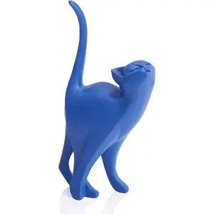Blue Cat Statue Modern Abstract, Home Office Shelf Decor, 7-Inch Vibrant Assorted Colors, Easy to Match Any Decor Style