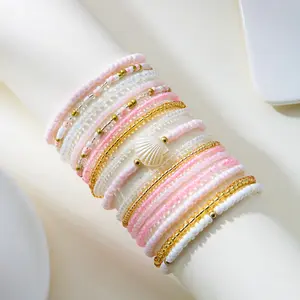 Viral Trend Boho Y2K Friendship Festival Bracelet Stack Set, 17Pcs Colorful Crystal Glass Rice Bead Handmade Elastic Nickel-Free Stretch Bracelet, Lightweight Mix & Match Layered Jewelry for Daily, Beach Vacation, Festival & BFF Gift