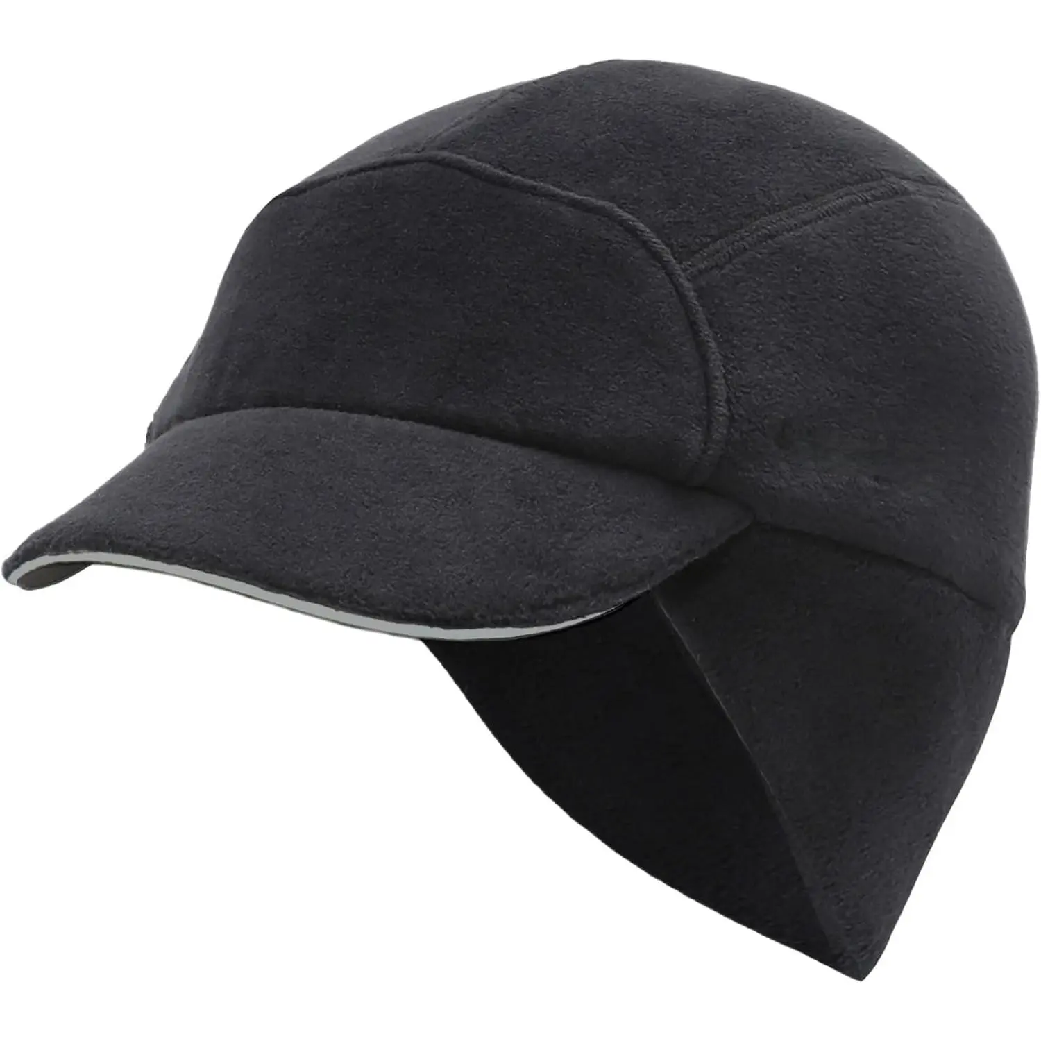 Female Sports Fleece Ponytail Hair Bonnet - Reflective Universal Size Winter Hat with Ponytail Hole for Workouts