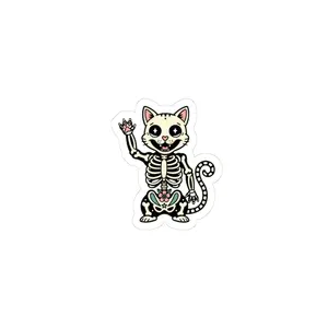 Wholesome Skeleton Cat Kiss-Cut Stickers | silly goose, cute animal pun