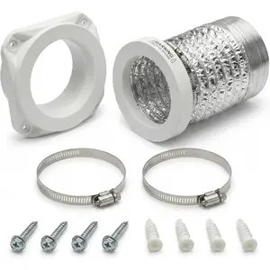 Dryer Vent Kit for Tight Spaces - Self-Aligning Mag-Snap Connector, Heat Resistant & Flame Retardant ABS, Airtight Seal, Includes 4" x 2.6ft Flexible Duct & Clamps