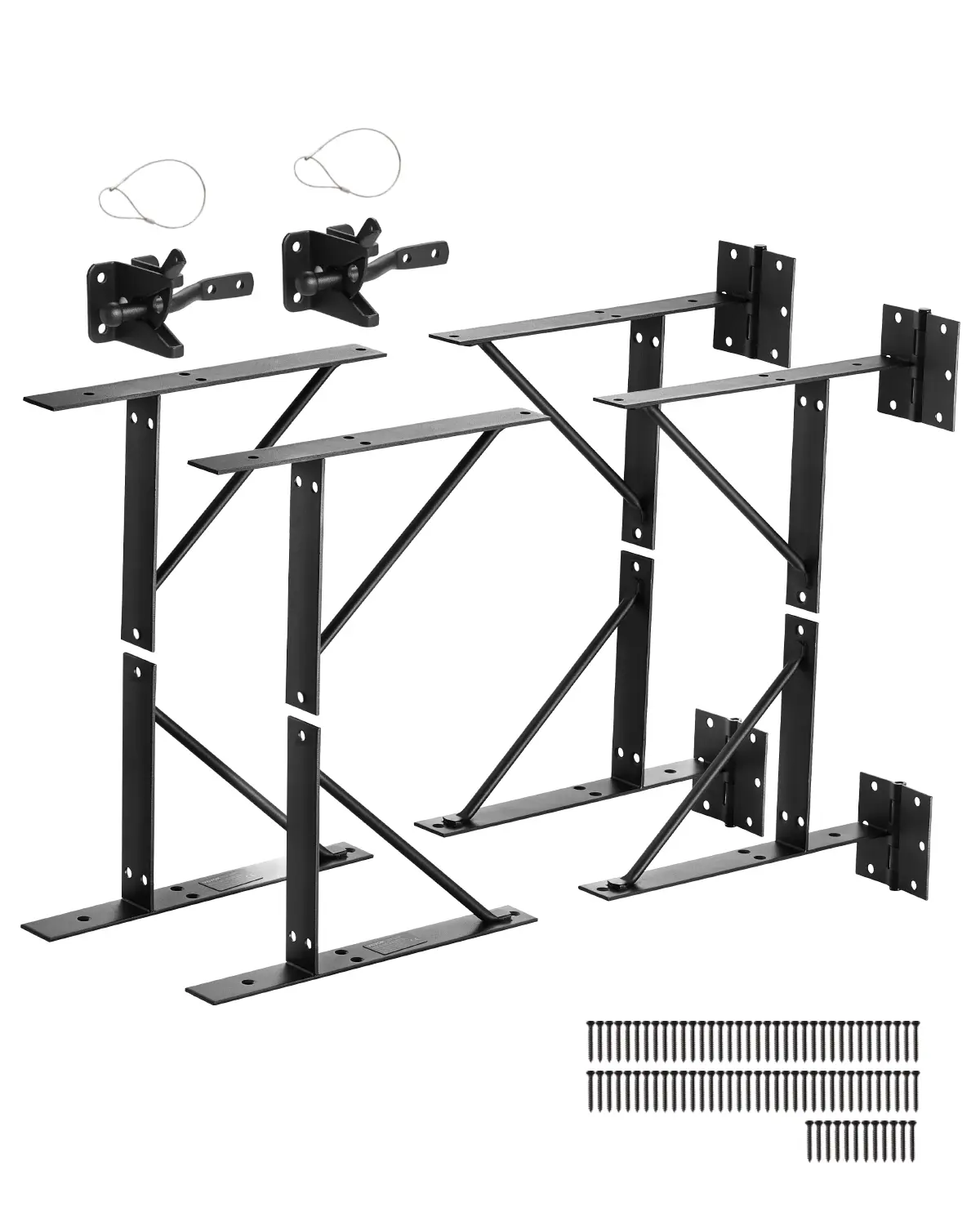 【summerfinds】VEVOR Gate Corner Brace Bracket, 2 Sets, Anti Sag Gate Frame Hardware Kit, Gate Frame Brace Bracket with Latch Lock, Screws, for Shed Doors, Corral Gates, Driveway Gates, Stable Gates, Iron, Black