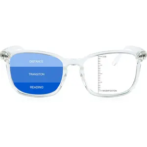 Vintage Square Progressive Multifocal Presbyopic Glasses, Anti-Blue Light Glasses for Men Women Readers (Transparent+0.00/+1.25 Magnification)