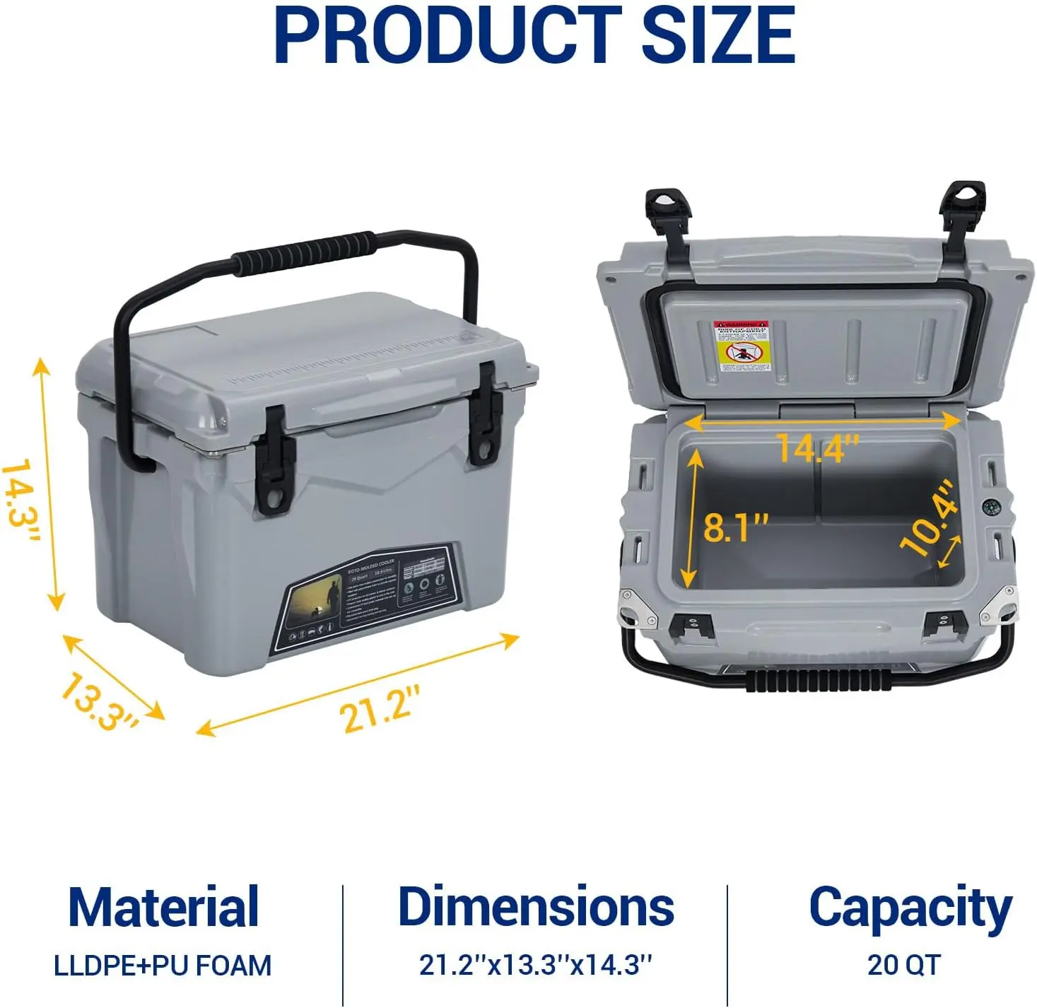 【Christmas Gift】Cooler Box with Handles, Durable Cooling Box, Portable Ice Chest Cooler Box, for Travel Camping Picnic Outdoor