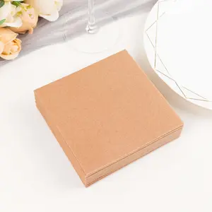 20 Pack Linen-Like Paper Napkins 5"x5" Terracotta (Rust) - Soft Single-Use Airlaid Cocktail Napkins