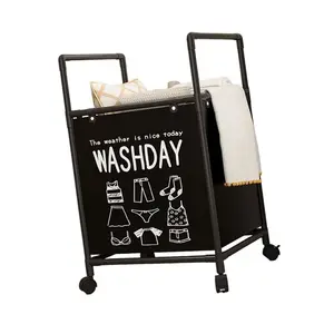 Foldable Metal Frame Laundry Organizers Removable Shelves Clothes Hamper