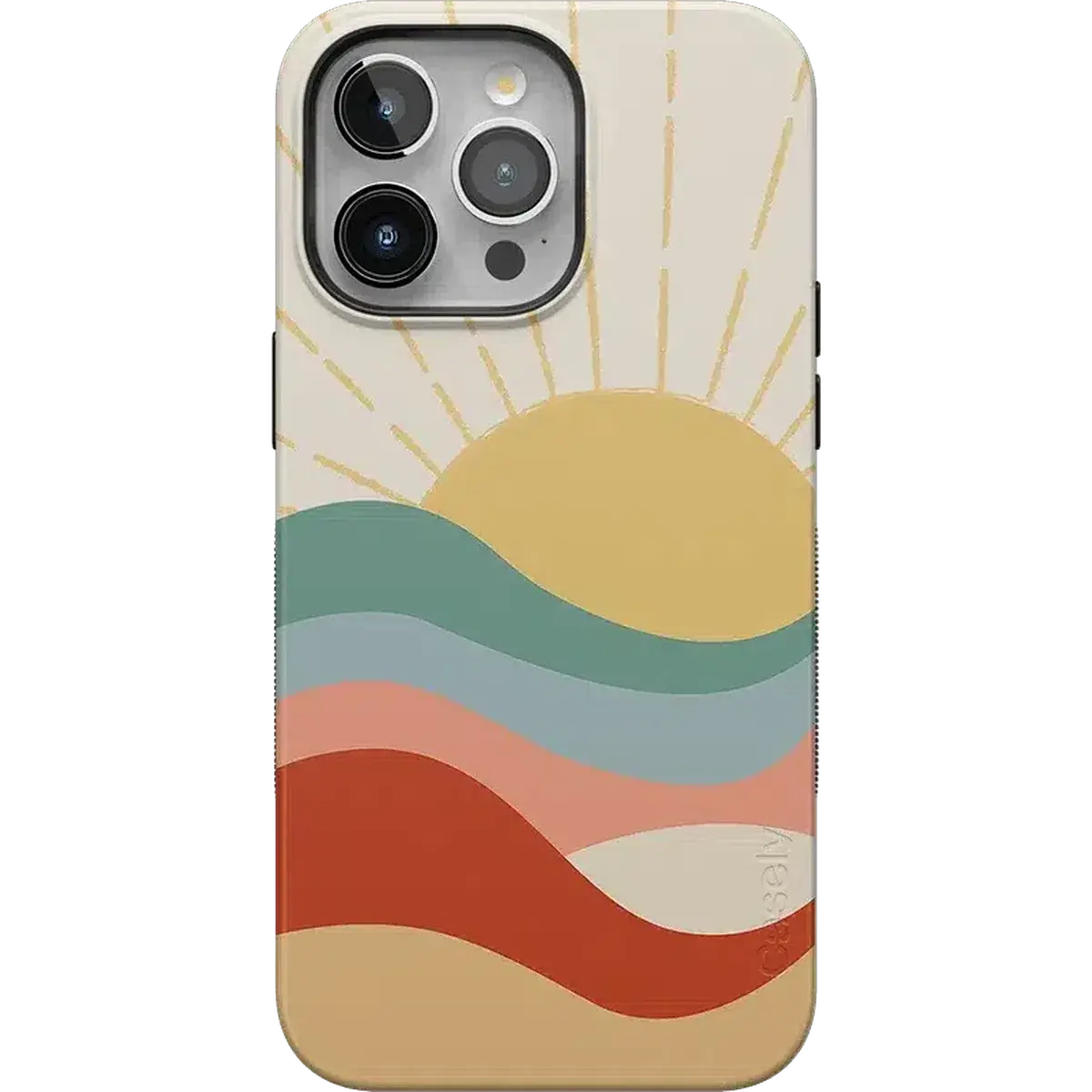 Casely iPhone 15 Pro Case | Here Comes the Sun | Colorblock Sunset | Bold Protective Design | Compatible with MagSafe