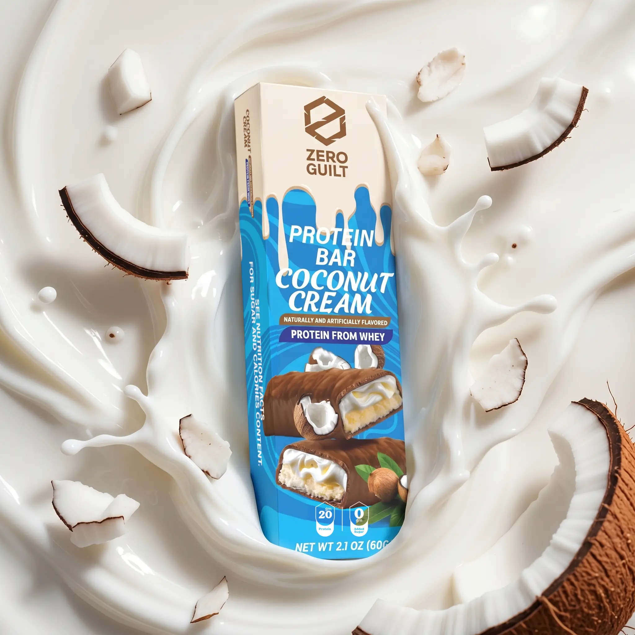 ZERO GUILT Coconut Cream 20G Protein Bar, ZERO Added Sugar, 60g Net Weight - 12 Pack ZERO GUILT Coconut Cream 20G Protein Bar, ZERO Added Sugar, 60g Net Weight - 12 Pack