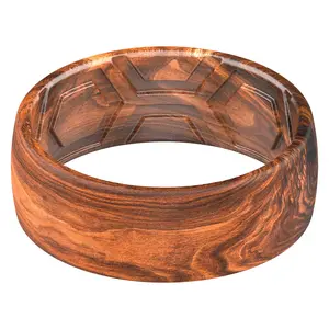 ThunderFit Silicone Rings, Wedding Bands for Men, Printed Design, Breathable Rubber Engagement Bands, 2.1mm Thick, 8mm Wide