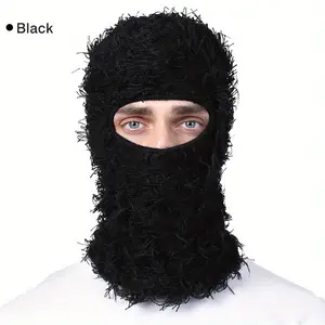 Distressed Tassel Cool Ski Mask Hip Hop Windproof Knit Hats Unisex Beanies Elastic Coldproof Balaclava For Women & Men