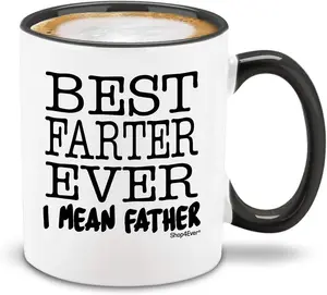 shop4ever Best Farter Ever I Mean Father Ceramic Coffee Mug Tea Cup Funny Dad Joke Gift for Father's Day 11 oz. (Black Handle)