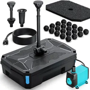 POPOSOAP Pond Filter Pump Fountain Kits with UV Clarifier, 660GPH/40W Pond Pump and Filter Kit for Outdoor Ponds Clearing Koi Pond Garden Fish Tank Aquarium Water Features