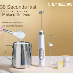 USB Rechargeable Handheld Electric Milk Frother, Cordless Milk Frother, 3 Speed Adjustable Foam Maker with 2 Heads, Coffee & Hot Chocolate Mixer, Kitchen Appliances for Home Use