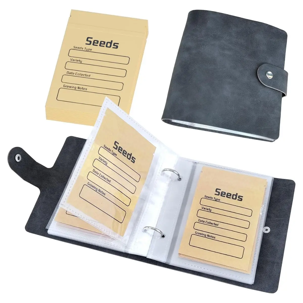 Seed Organizer Binder with 50 Resealable Envelopes – Garden Seed Storage for Home & Garden