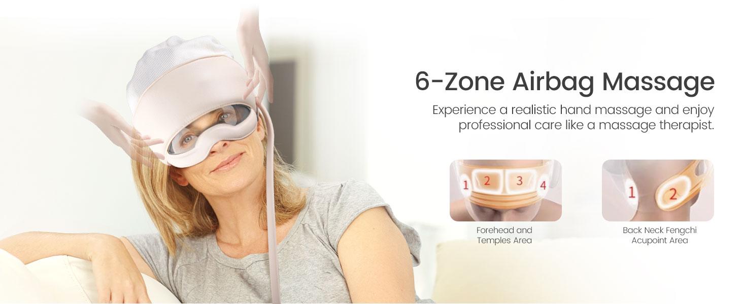 Electric Head Massager for Headaches, Eye Massager with 6-Level Heat, 6-Zone Kneading Temple Massager & Migraine Massager, Rechargeable Head and Eye Massage for Stress Relax Electric Head Massager for Headaches, Eye Massager with 6-Level Heat, 6-Zone Kneading Temple Massager & Migraine Massager, Rechargeable Head and Eye Massage for Stress Relax