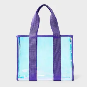 Girls' Vinyl Swim Tote Handbag - art class™ Iridescent Purple