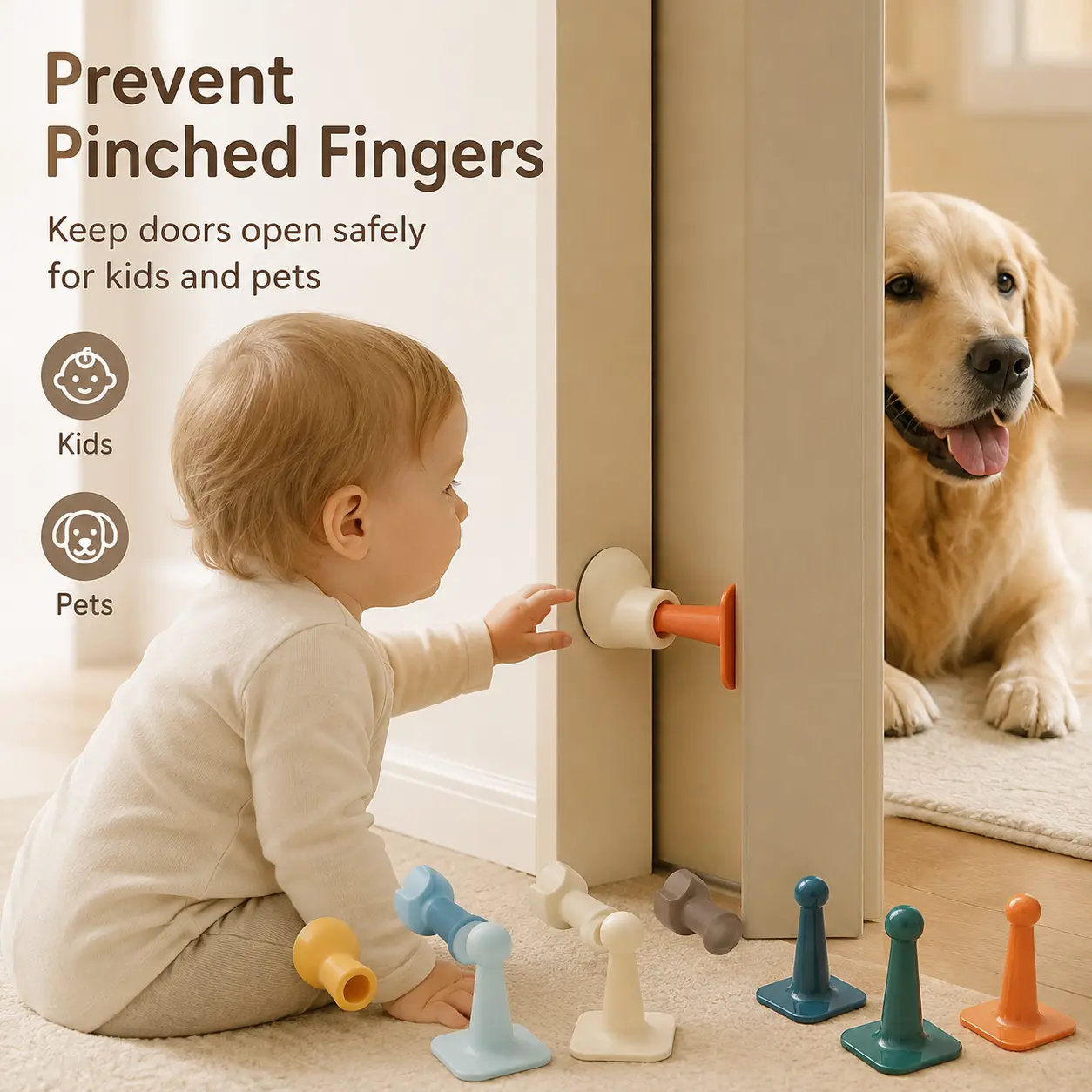 1 Count Self-adhesive Silicone Door Stop, No Punching Wall Mounted Bumper for Preventing Door and Wall Collision Household Use