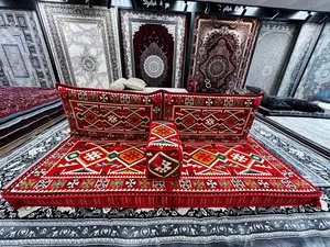 Red Luxurious Majlis – 4-Piece Traditional Arabic Floor Sofa Set for Living Room & Lounge
