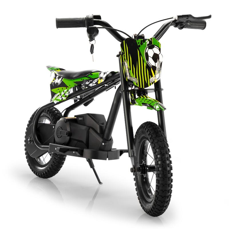 24V Kids Electric Dirt Bike, Battery Powered Ride-On Motorcycle w/ LED Lights, Adjustable Speed, Rear Disc Brake, Power Display, Rubber Tire, Max Speed 13 MPH,Christmas presents Green