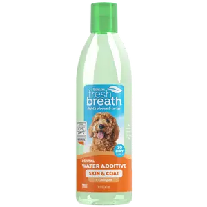 TropiClean Fresh Breath Oral Care Water Additive Plus Skin & Coat for Pets