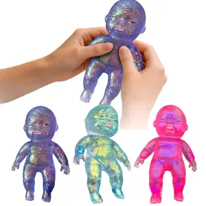 3PCS Squishy Babies Glitter Big Dancing UltraSquishy Soft Moldable Slow Rising Squeeze Sensory Fidget Stress Ball Anxiety Relief for Kids Adults Easter Basket Stuffers Christmas Stocking Stuffers Birthday Gifts