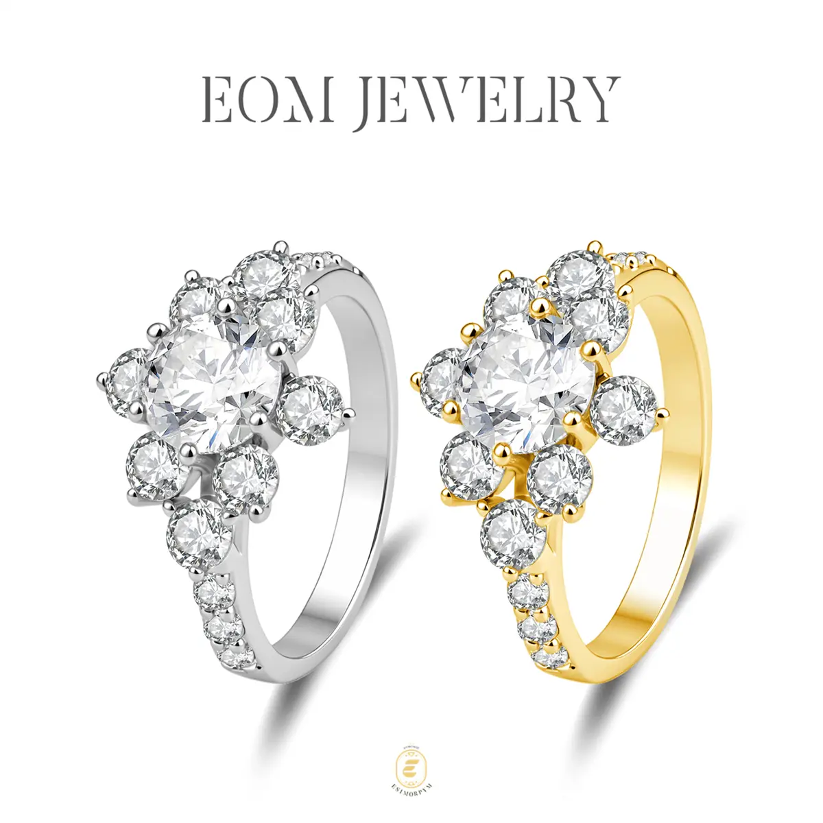 Moissanite 1ct Radiant Sunflower Ring Silver-Plated Jewelry Wedding Engagement Anniversary Valentine's Day Birthday Gift Daily Wear