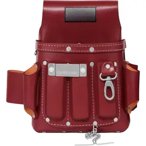 Leather Tool Pouches Carpenter Electrician Belt Bags Organizer 4 Pocket Professional Heavy Duty Pouch for Construction Framing
