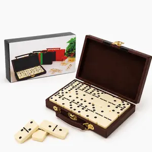 28-Piece Double Six Dominoes Set with Brown Storage Case, Classic Domino Table Game for Adults, Kids, Family Game Night, Travel Party Game and Gift Tabletop Games