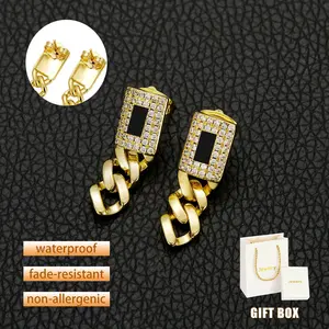 Women's S-Shaped Square Diamond Earrings - Elegant, Sparkling Design, Timeless Jewelry, Perfect Valentine's Day Gift for Her