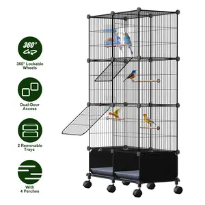 46-inch Spacious Indoor Bird Cage - Includes 4 Wooden Perches for Your Feathered Friends