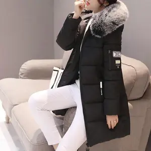 2025 New Winter Coat Women's Fur Neckline Long Coats Thick Jackets Cotton Padded Outerwear Parkas Female Clothes