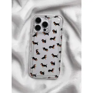Black Dachshund Pattern Liquid Silicone Phone Case, Full Body Protection, Shock-Proof And Drop-Proof, TPU Soft Rubber Material, Compatible With IPhone 13