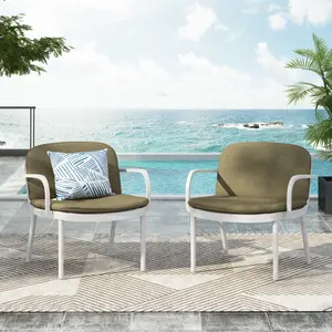 [SOIYELIFE] Luna Outdoor PP Club Chair, White Frame with Green Cushion, Set of 2,Unique furniture
