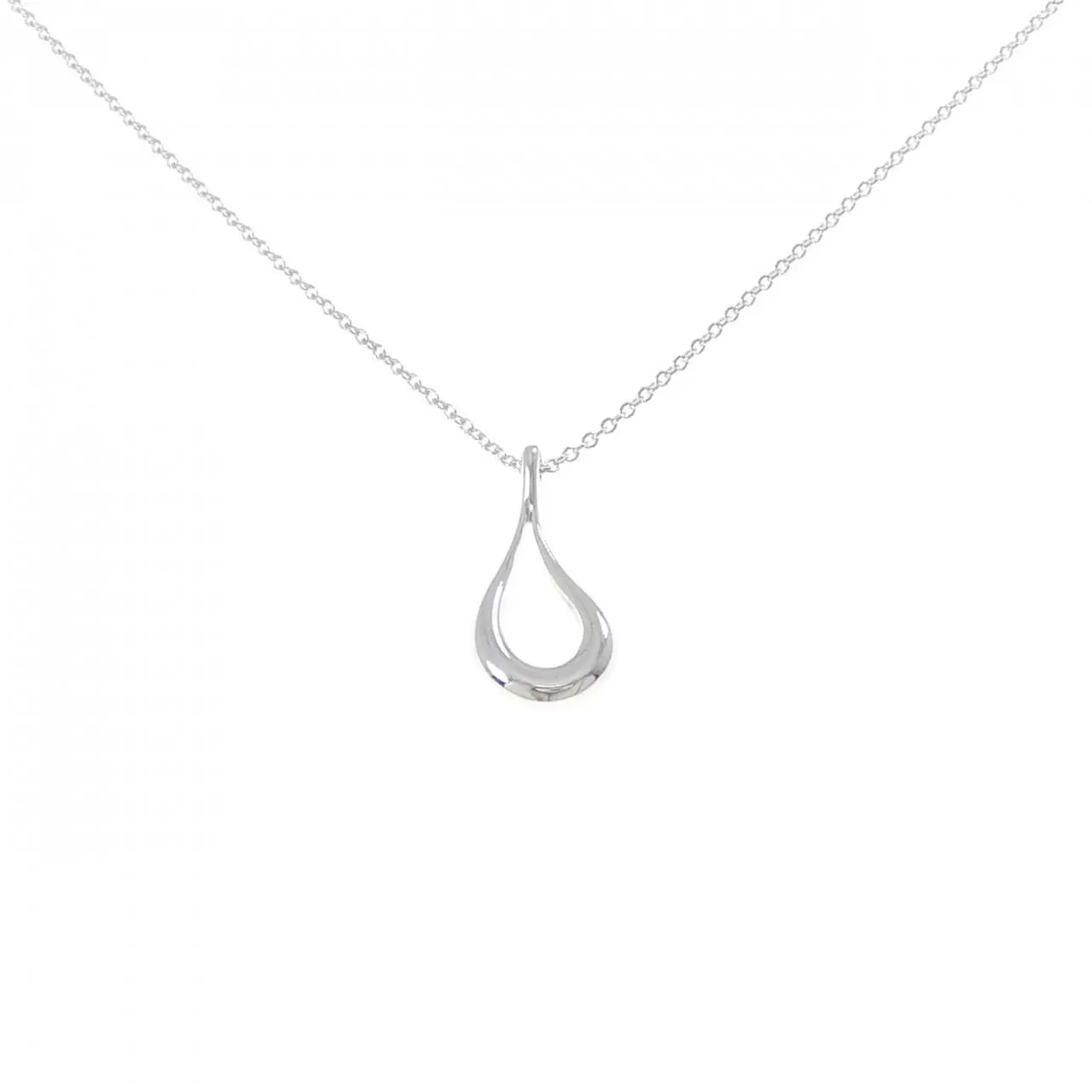 Pre-owned Tiffany & Co. Sterling Silver 925 (Ag925) Small Leather Goods Tiffany Open Tear Drop 925 Silver Necklace