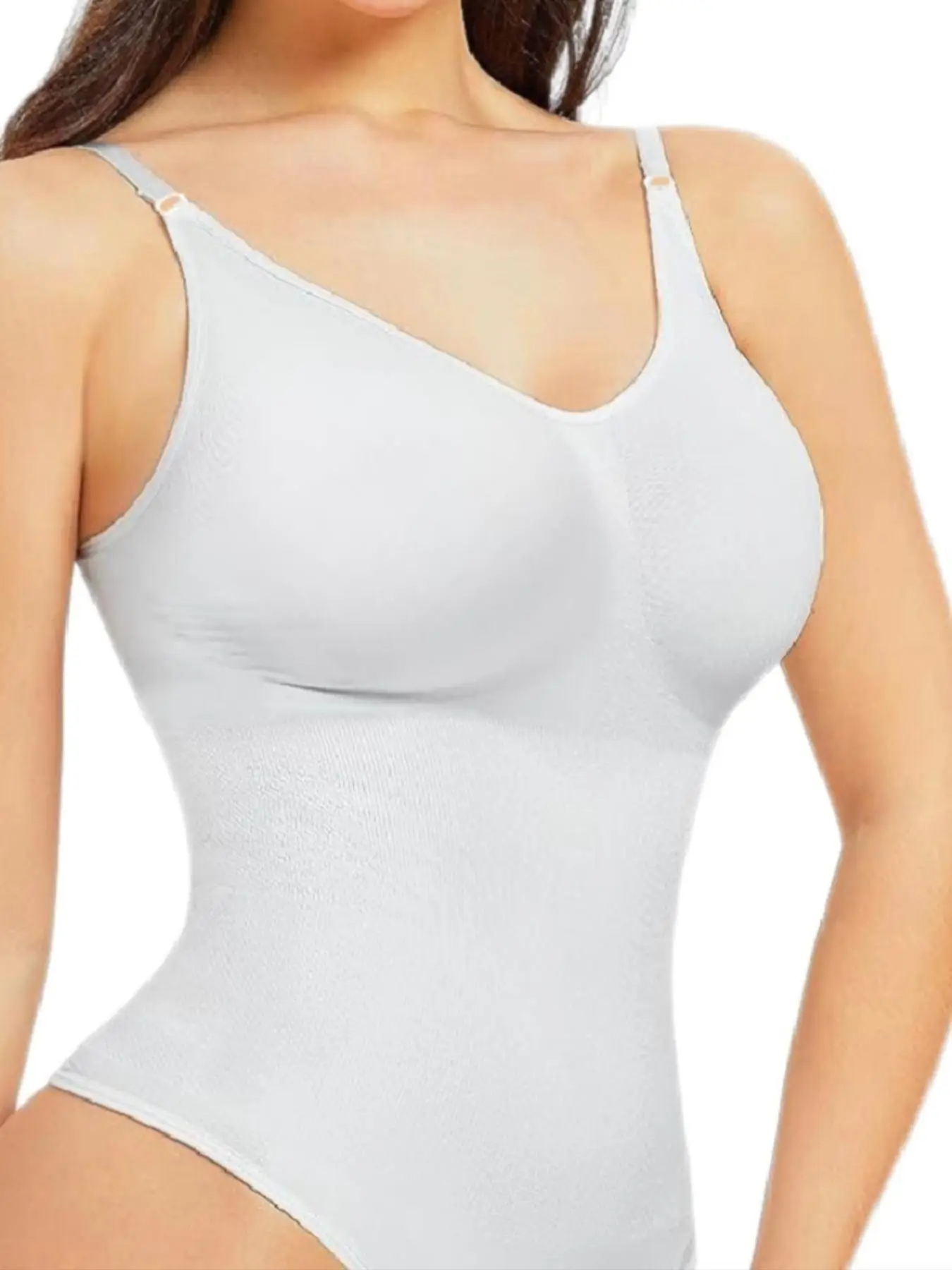 Women's Solid Adjustable Strap Hip Lift Tummy Control Shapewear Bodysuit, Fajas Shapewear, Seamless Comfort Minimalist Basic Backless Slimming One-pie