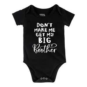 Don't Make Me Get My Big Brother Print Bodysuit, Casual Short Sleeve Romper, Baby  Outdoor ClothingB1108-006