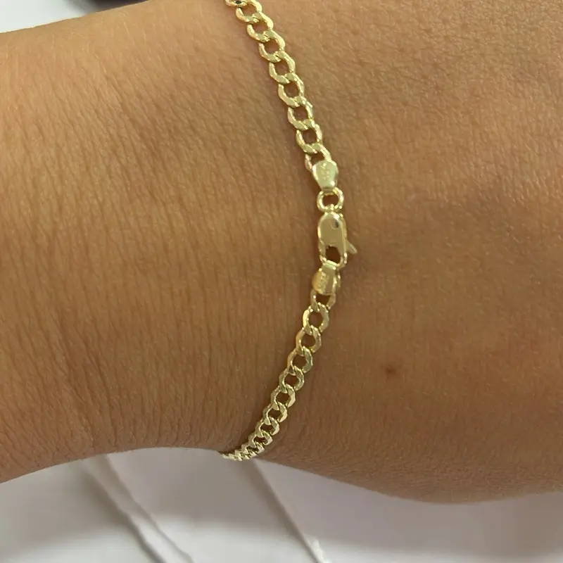 Fashionable Female Semisolid Bracelet - 7 Size, 10k, 2.5mm, Elegant Casual Classic Costume Jewelry Bangle
