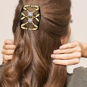 New 2024 Hair Combs Slides for Women, Hair Combs for Women, 3 PCS Magic Elastic Beaded Hair Comb Slides, Double Sided Clips Hair Comb for Women Girls DIY Hair Styling Hair Accessories for Daily Life