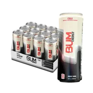 Bum Energy Raw Bum Energy Drink 12ct - Less Caffeine More Focus Zero Sugar 112mg Natural Caffeine & 250mg Cognizin for Enhanced Focus