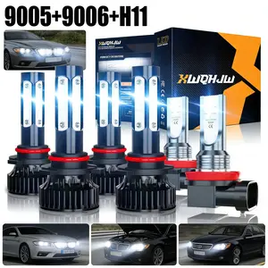 Professional Grade 6pcs LED Headlight & Fog Light Bulb Combo 6000-6500K Super Bright White Light Fit for Most Cars SUV Trucks Easy Installation No Battery Needed