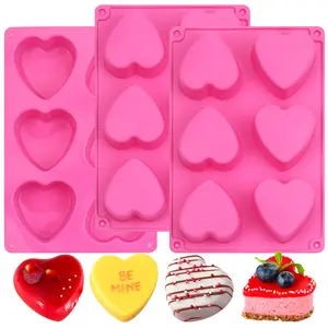3pcs Heart-Shaped Silicone Soap Molds, DIY Cake Baking Models, Valentine's Day Mother's Day Gift, Handmade Crystal Drip Candle Moulds, Crafts