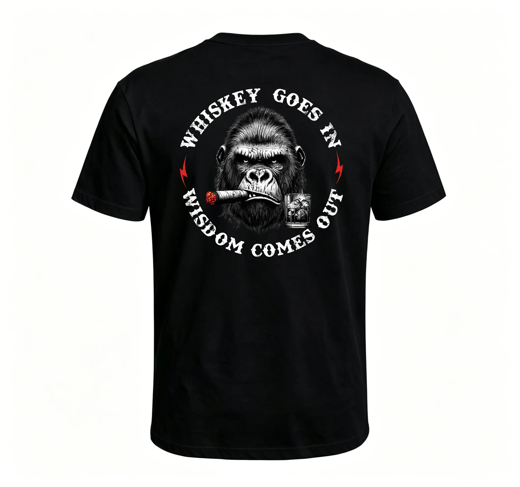 Whiskey Goes In Wisdom Comes Out Monkey T-shirt